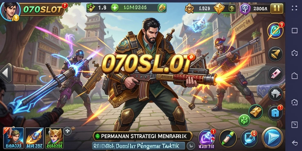 Tangkapan layar gameplay 070SLOT menampilkan pertempuran strategi yang intens.