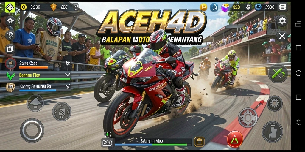 Gameplay menegangkan dalam balapan motor yang mendebarkan.