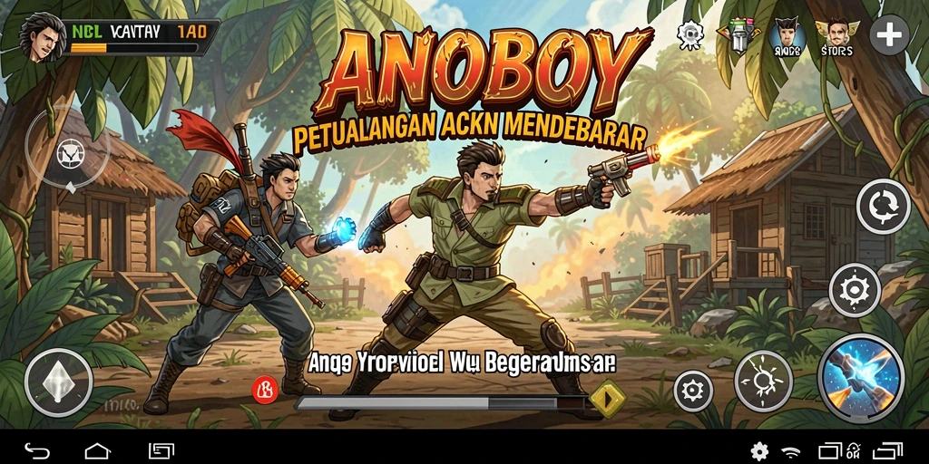 Tampilan seru gameplay ANOBOY yang penuh aksi.