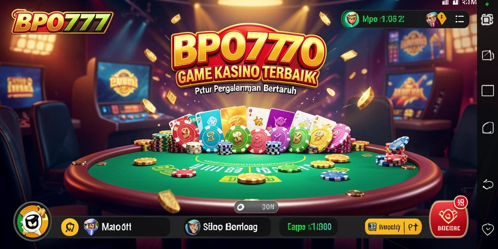 Screenshot gameplay BPO777 menampilkan suasana Kasino yang hidup dan mendebarkan.
