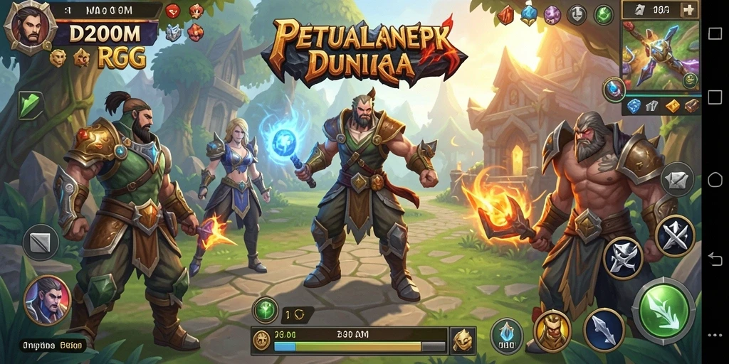 Tampilan gameplay D200M dengan aksi seru dan karakter yang beragam.