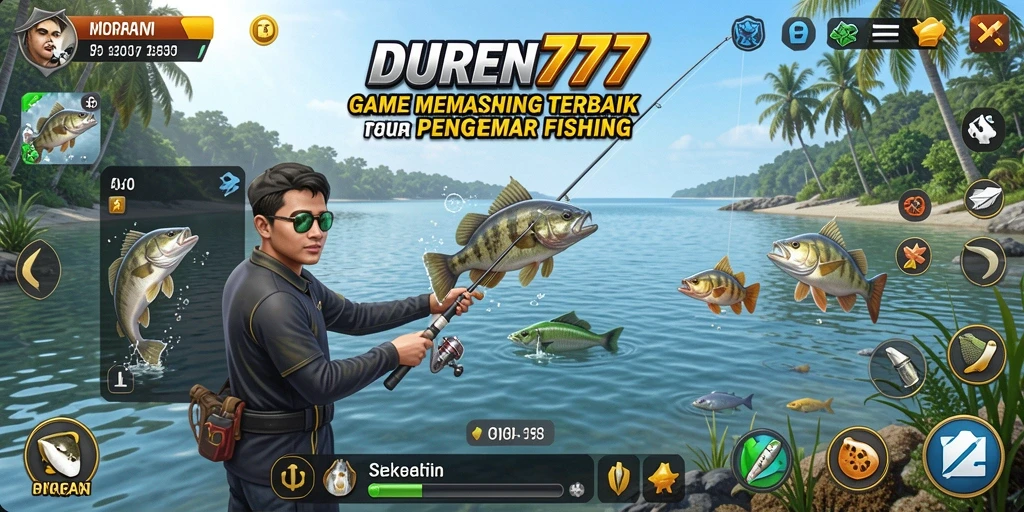 Tampilan gameplay DUREN777 dengan aksi memancing yang mendebarkan.