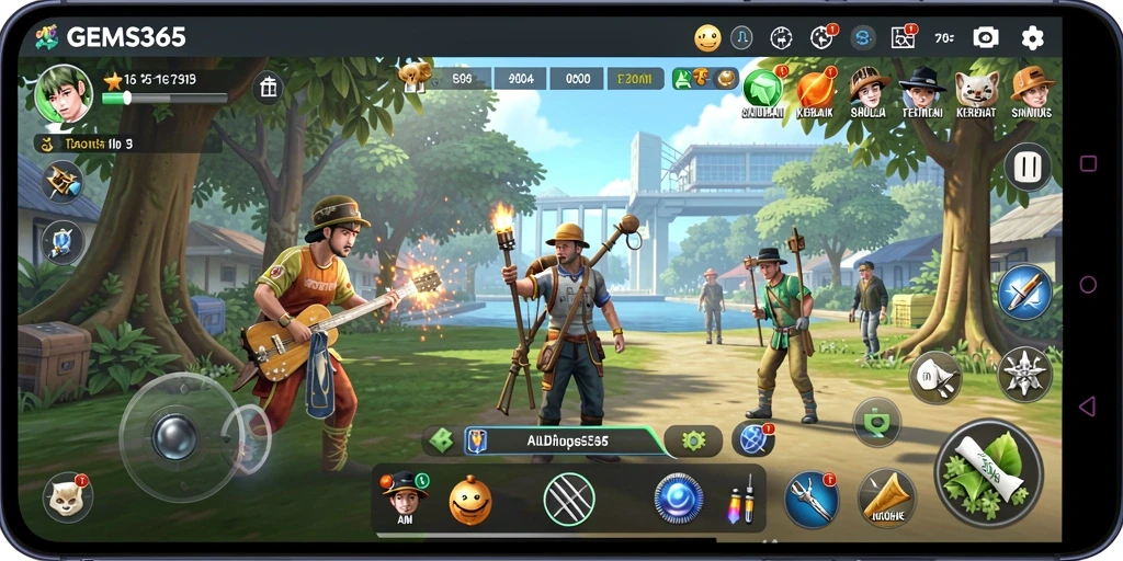 Tampilan gameplay penuh warna dan dinamis dari GEMS365.