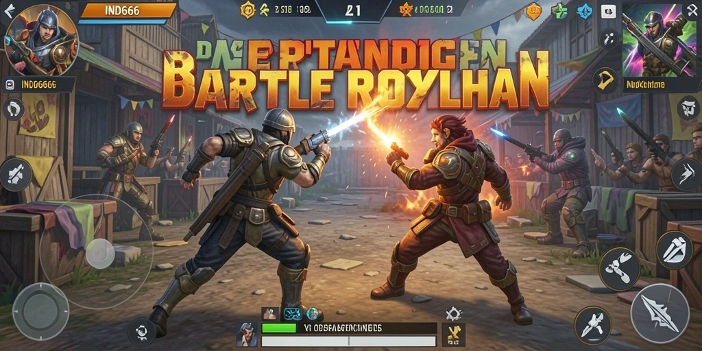 Screenshot dari gameplay pertarungan di IND666 yang mendebarkan