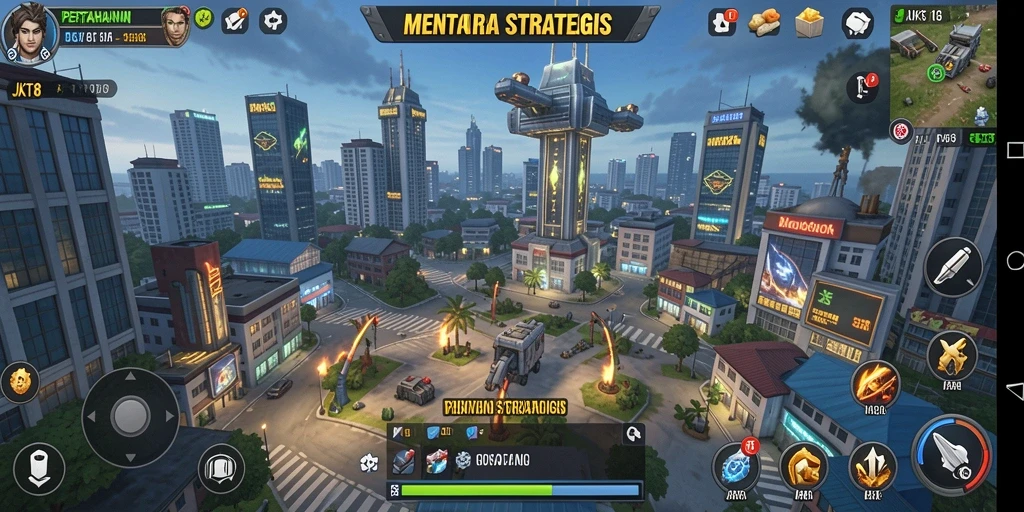 Tampilan gameplay JKT8 yang seru dalam pertahanan menara.