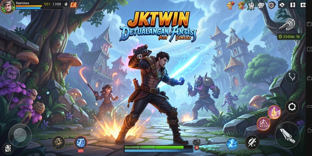 Tampilan gameplay mendebarkan dalam JKTWIN yang penuh aksi.