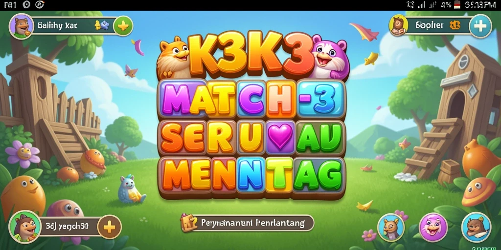 Tampilan gameplay K3K3 yang menarik dan penuh warna.