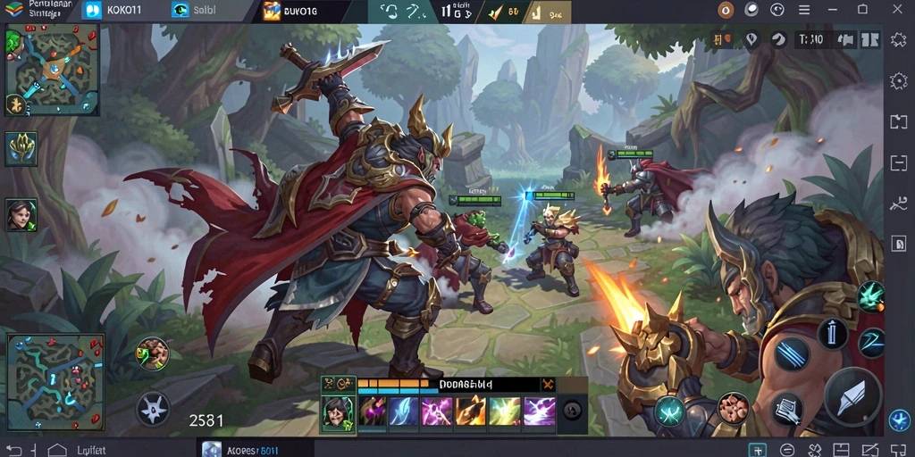 Tangkapan layar gameplay KOKO11 dengan aksi pertarungan epik.