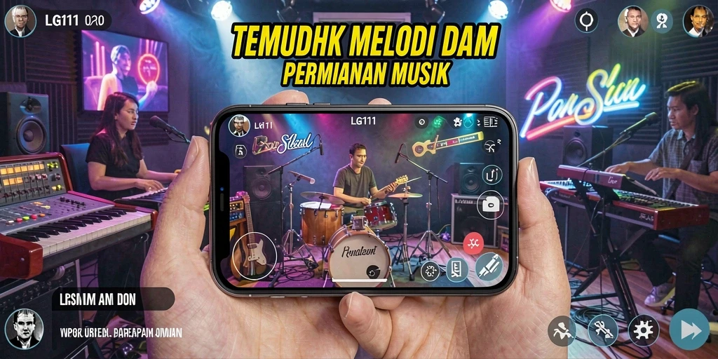 Tampilan gameplay LG111 dengan berbagai tantangan musik.