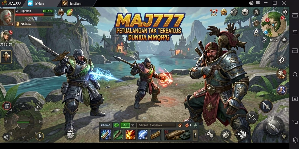 Tangkapan layar gameplay MAJ777 yang menampilkan pertempuran seru dalam dunia MMORPG.