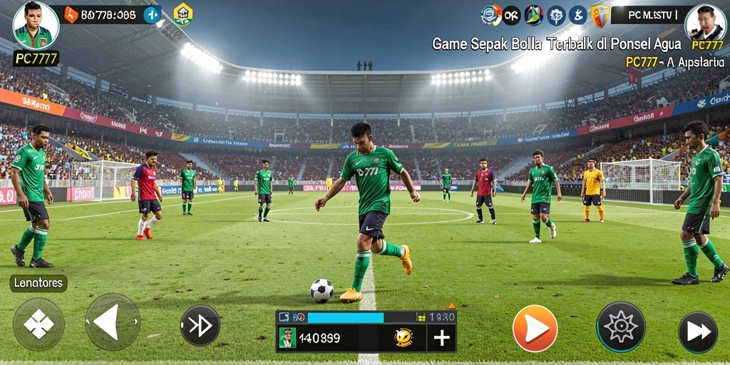 Tampilan gameplay menarik dari PC777 dengan aksi sepak bola yang mendebarkan.