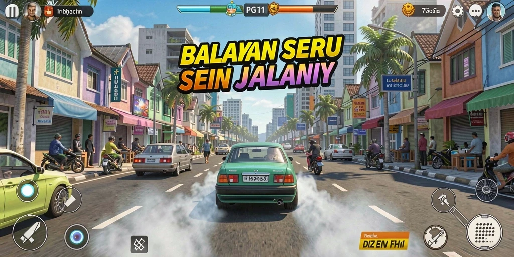 Screenshot PG11 menampilkan aksi balapan yang intens dan mendebarkan.
