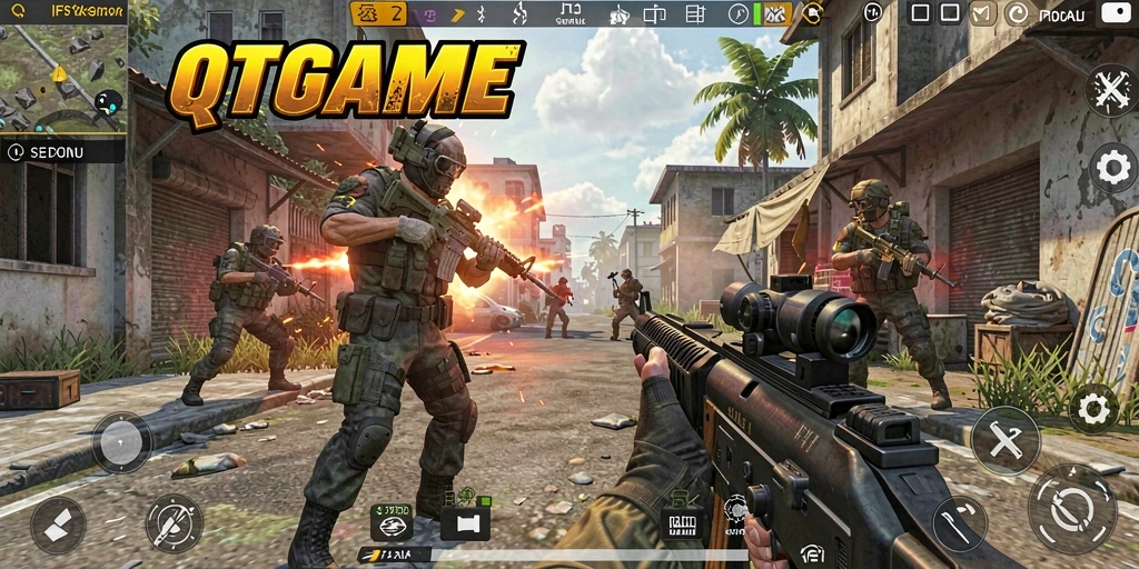 Tampilan gameplay QTGAME dengan pertempuran seru dan grafis yang memukau.