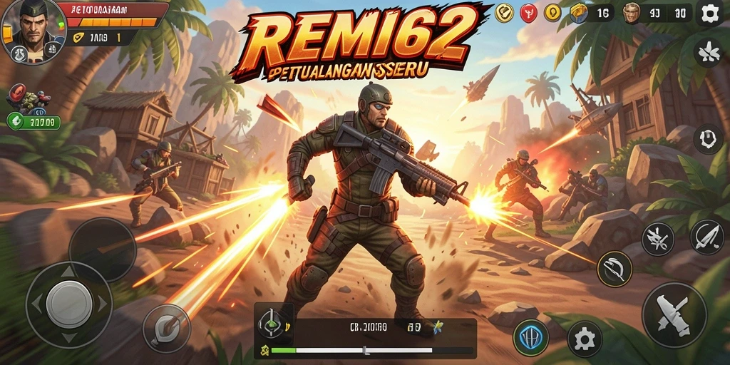 Screenshot gameplay REMI62 menampilkan aksi dinamis dan karakter yang menarik.