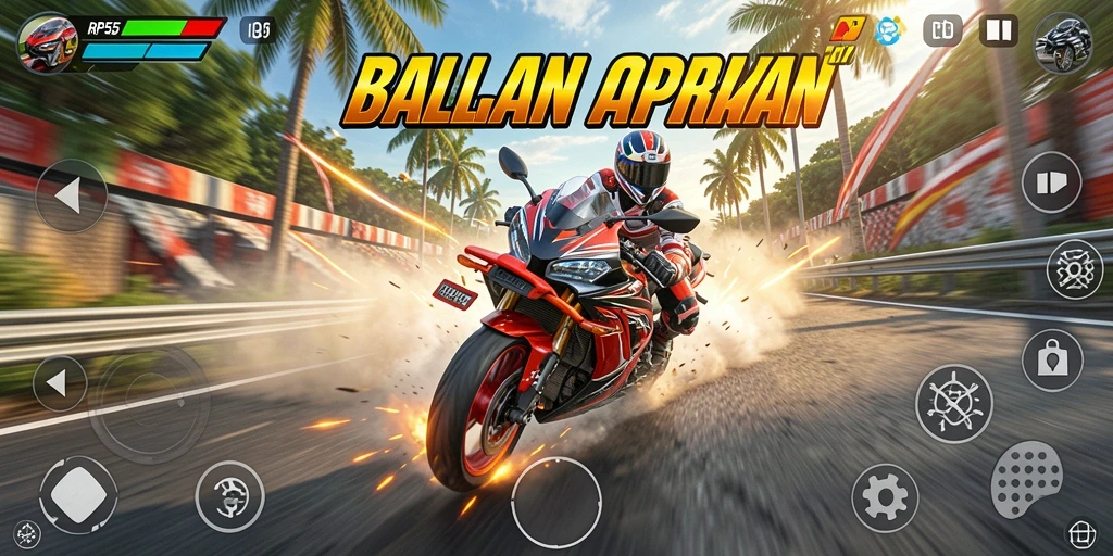 Gameplay balapan motor yang mendebarkan dalam RP55.