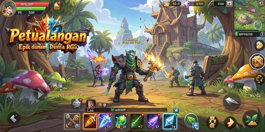 Tangkapan layar utama RP62RP menampilkan aksi seru dalam petualangan RPG.