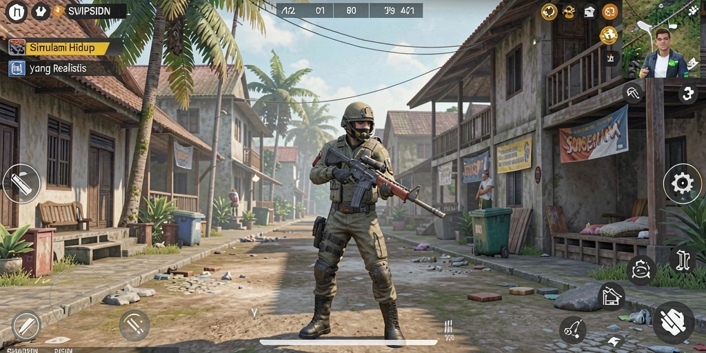 Tampilan gameplay SVIPSIDN dengan grafis menarik dan interaksi sosial.