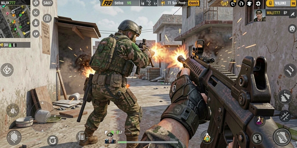 Tampilan seru gameplay WAJIK777 dalam aksi FPS.